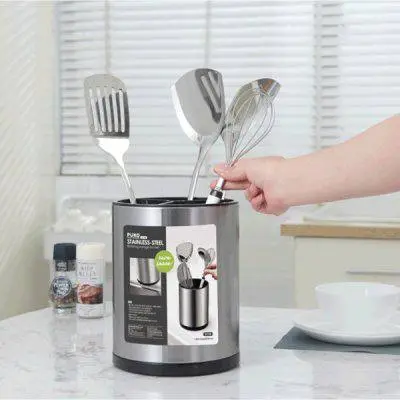 حامل/صفاية معالق ستانلس ستيل دوار 3 خانات