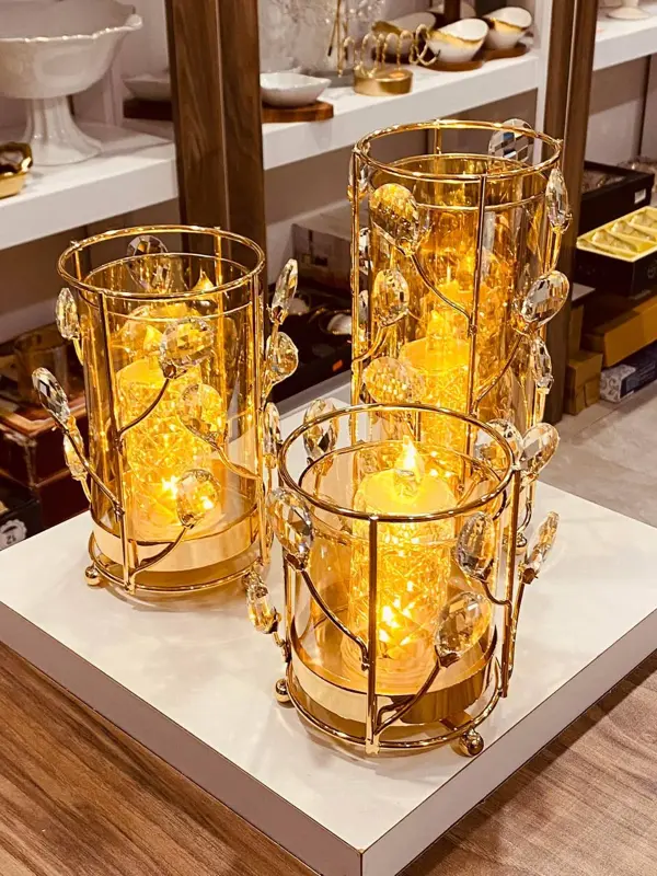 طقم شمعدان كريستال فاخر