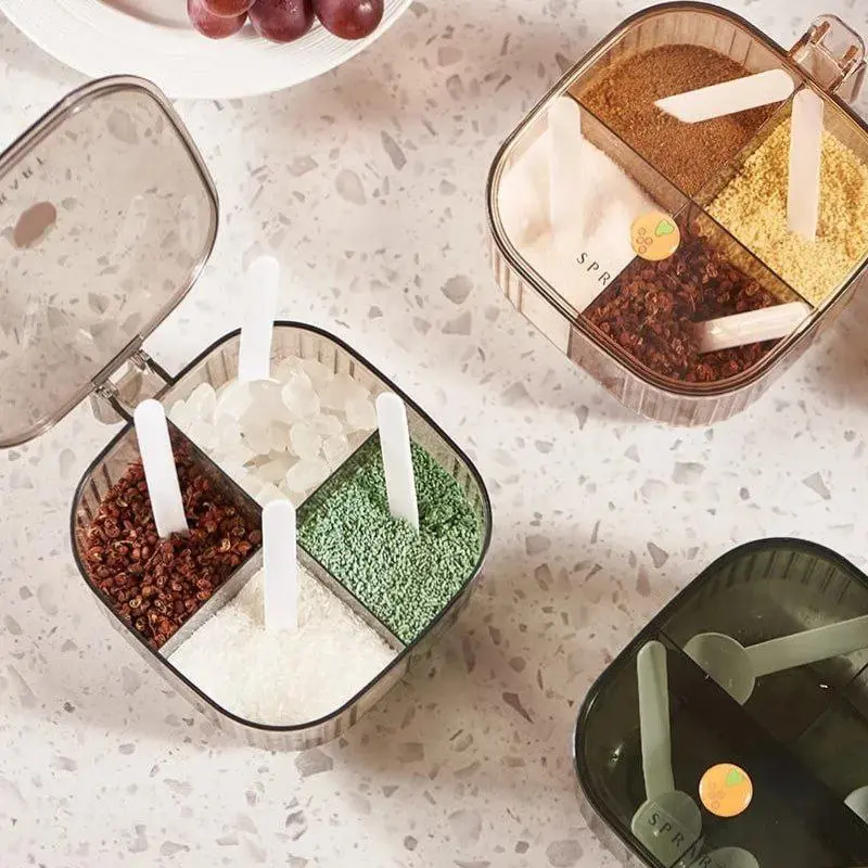 منظم توابل أكريليك شفاف 4 خانات (بيد ومعالق)