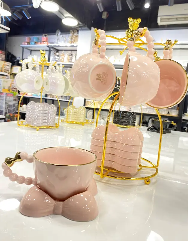 طقم تقديم شاي فاخر من البورسلين اللاستر (12 قطعة)