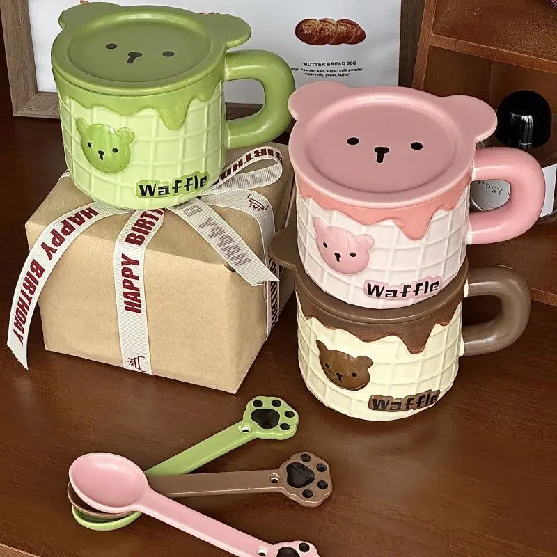 مج بورسلين "وافل" بغطاء ومعلقة (متعدد الاستخدام)