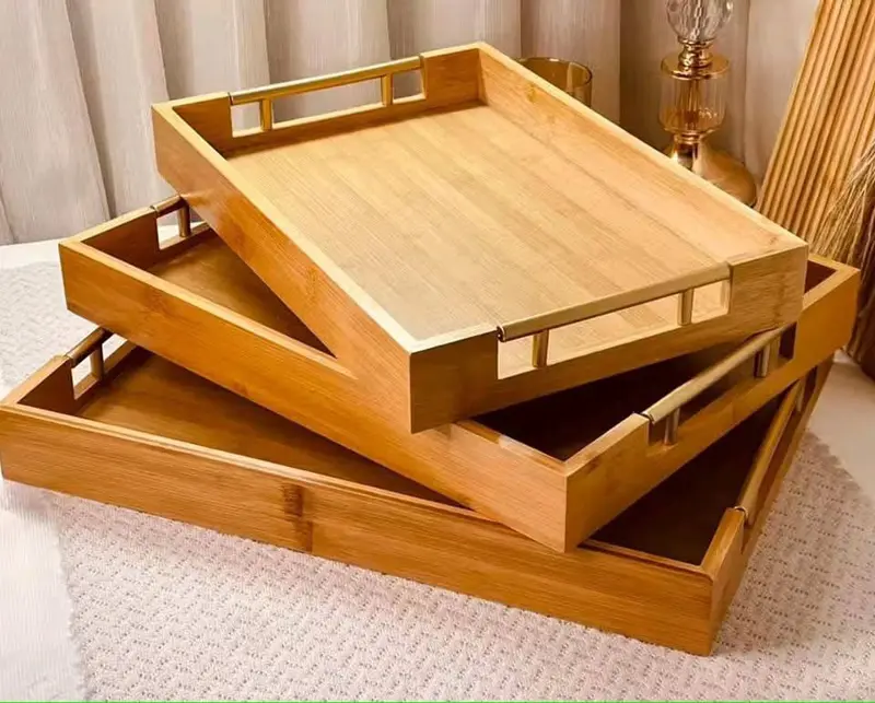 طقم صواني خشب بامبو