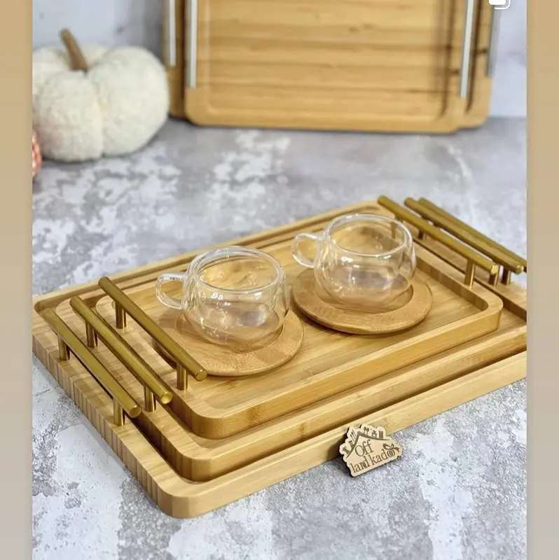 طقم صواني خشب بامبو: