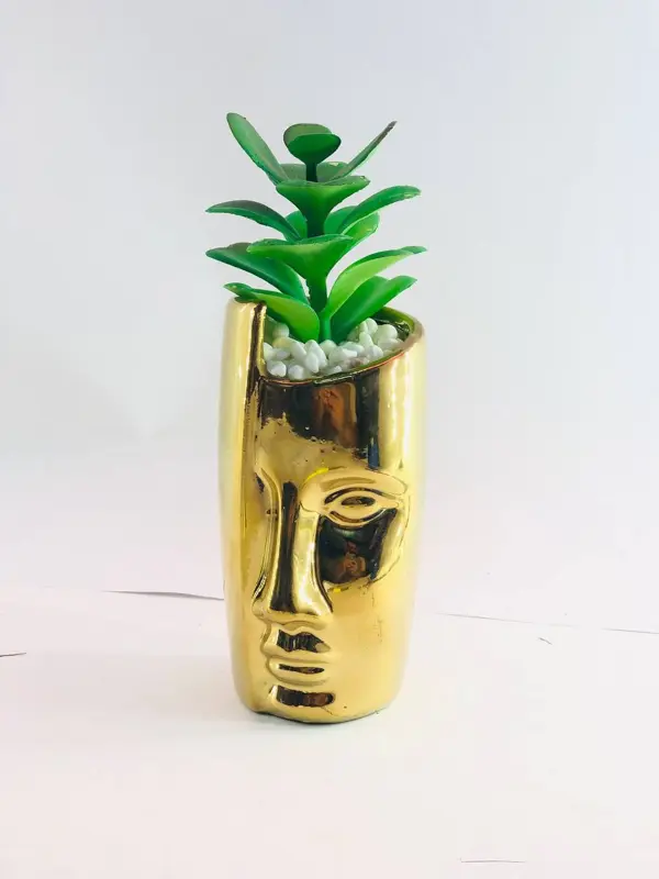 نبات زينة في وعاء خزفي علي شكل إنسان