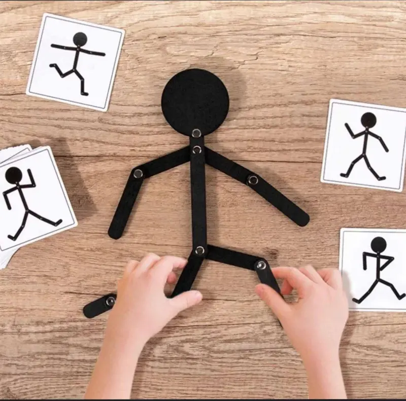 لعبة المجسم الشقي الخشبية مع بطاقات التحدي، لتنمية الخيال والمهارة