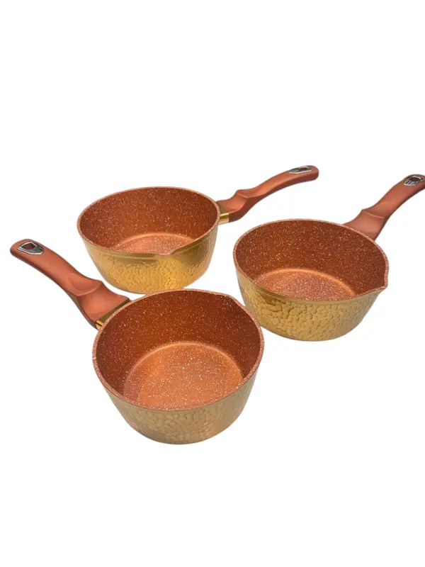 طقم كسرولة جرانيت مستورد 3 قطع بقاعدة ستانلس لتوزيع الحرارة