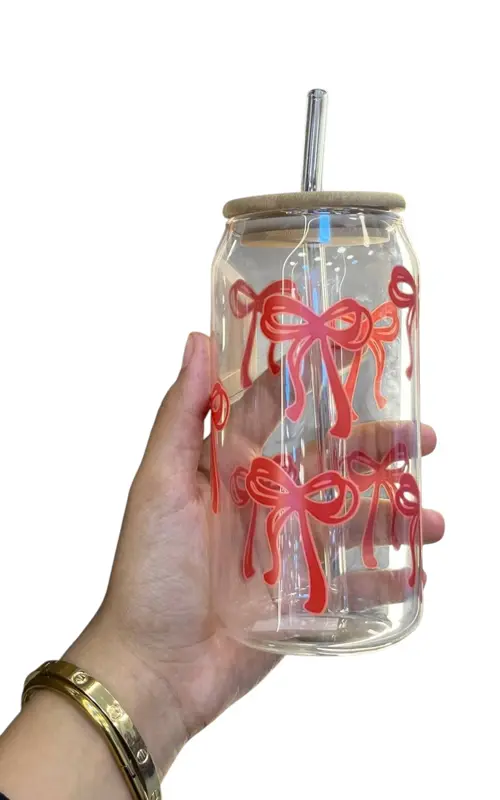 مج "الكنز" زجاج بيركس حراري بغطاء خشبي وشاليموه (بتصميم الفيونكة)